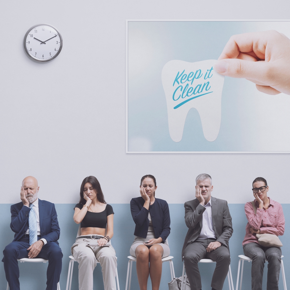 people in dentist waiting room